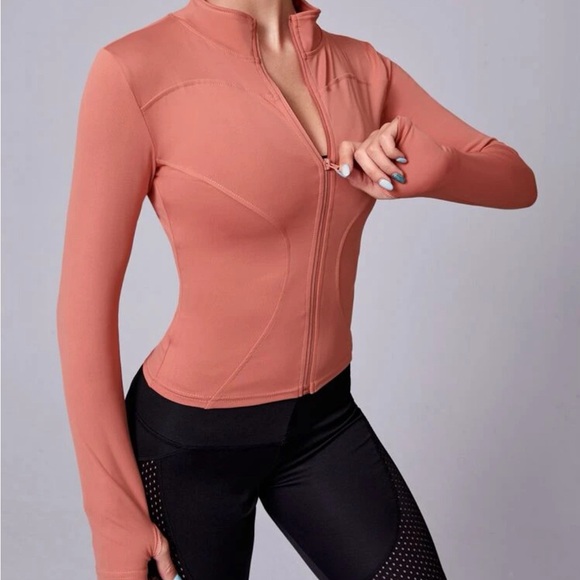 Workout Jacket with Thumb hole, Sculpting Body Fit - Picture 1 of 5